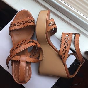 Chloe scalloped leather sandals wedges